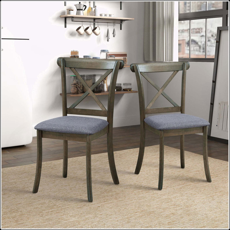 Ensemble de 2 chaises de salle à manger en bois, Gris foncé, Chêne