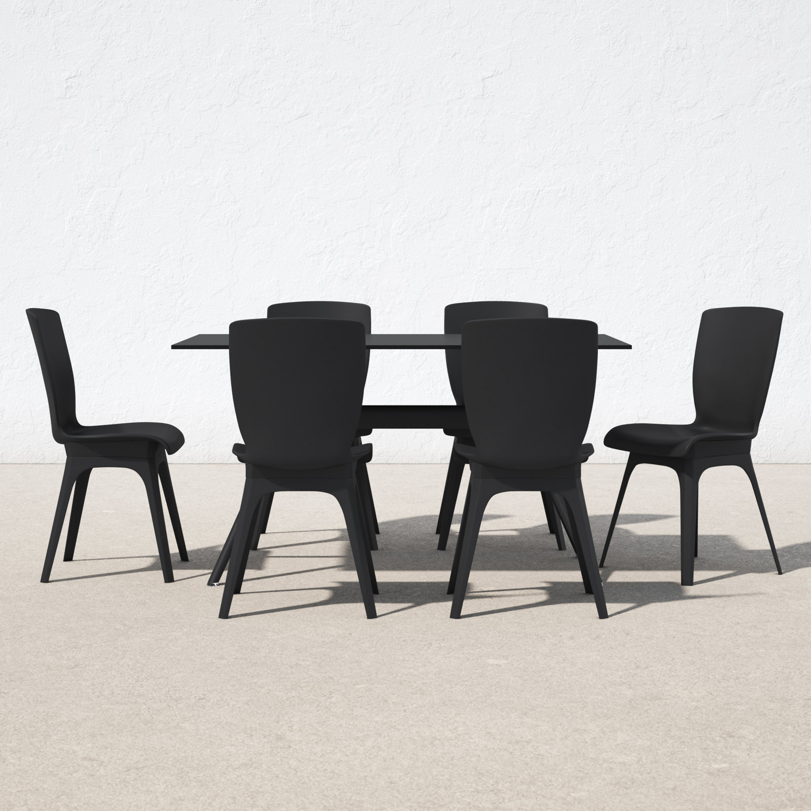 Saranna 55.1'' Rectangular 6 - Person Outdoor Dining Set, Black