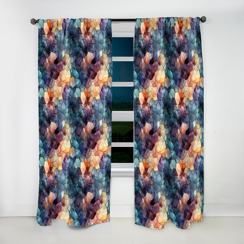 Moody Mosaic Ii Moody Patterns I - Rideau en velours Glam - obscurcissant - 1 panneau, L 52 po x L 63 po