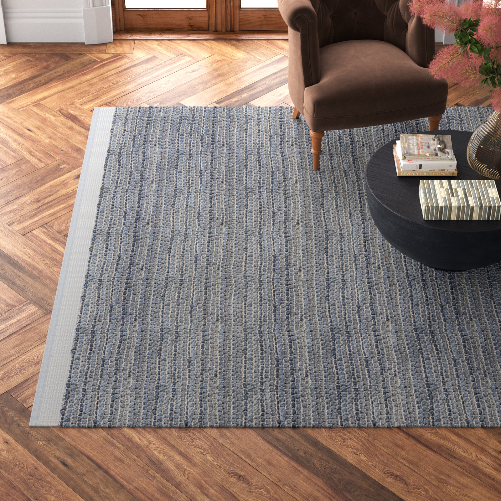 Vanora Hand-Woven Striped Jute Rug, Rectangle 7'6" x 9'6"