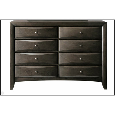 Commode contemporaine en bois massif à 8 tiroirs avec finition cerisier brun, parfaite pour le rangement élégant et fonctionnel d'une chambre à coucher