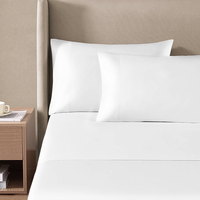 Silken Sateen TENCEL Sheet Set, Twin Extra Long Sheet Set with 1 Pillowcase, White