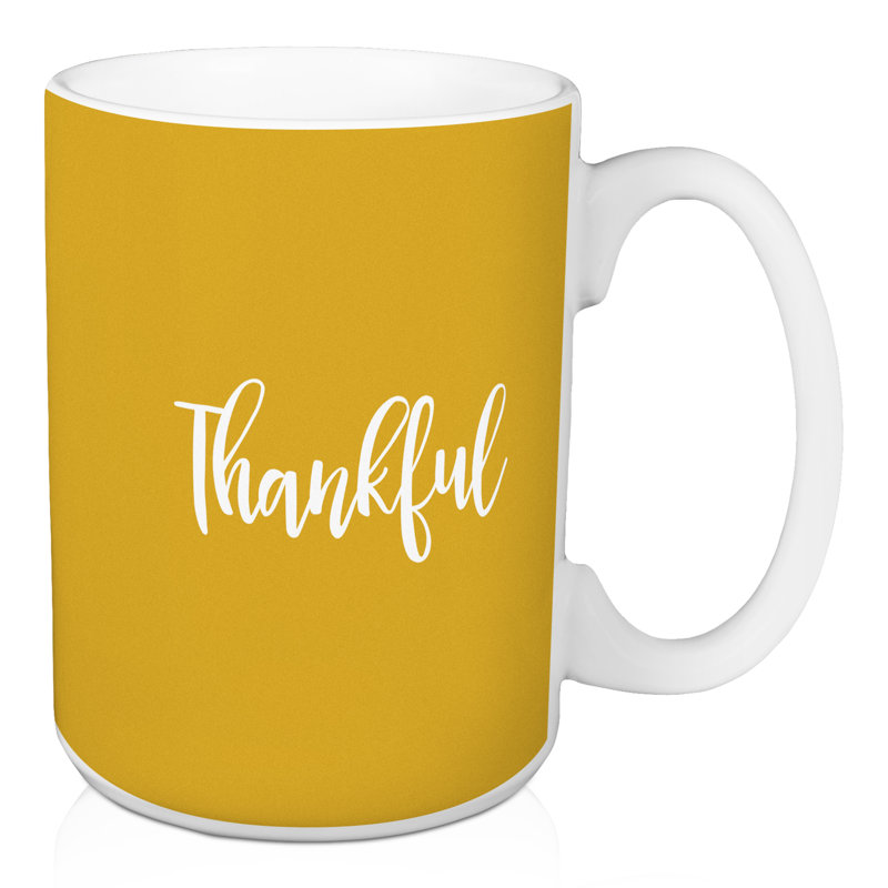 Grande tasse à café heureusement Noyes, Jaune moutarde