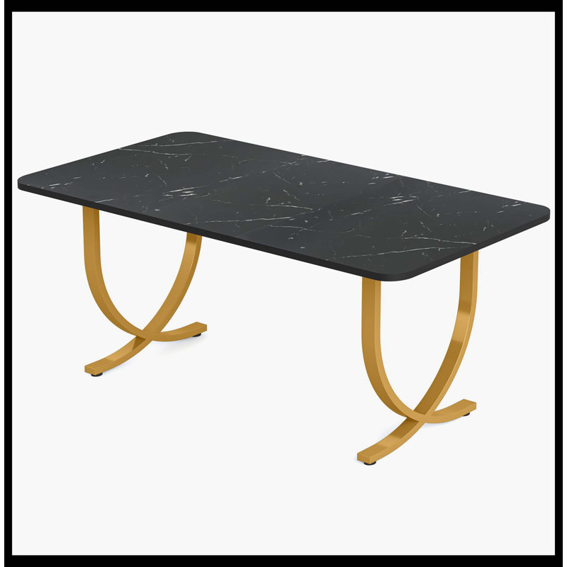 Table de salle à manger 63 ", table de cuisine moderne avec plateau en faux marbre