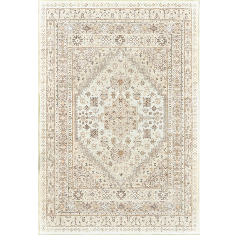 Tapis lavable antidérapant Medallion (crème), Rectangle 9 pi x 12 pi