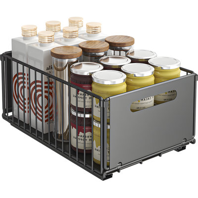 Organisateur de panier coulissant pour armoire pour la cuisine, support de rangement sous l'évier, tiroir à collation multifonctionnel, aucune perçage requis