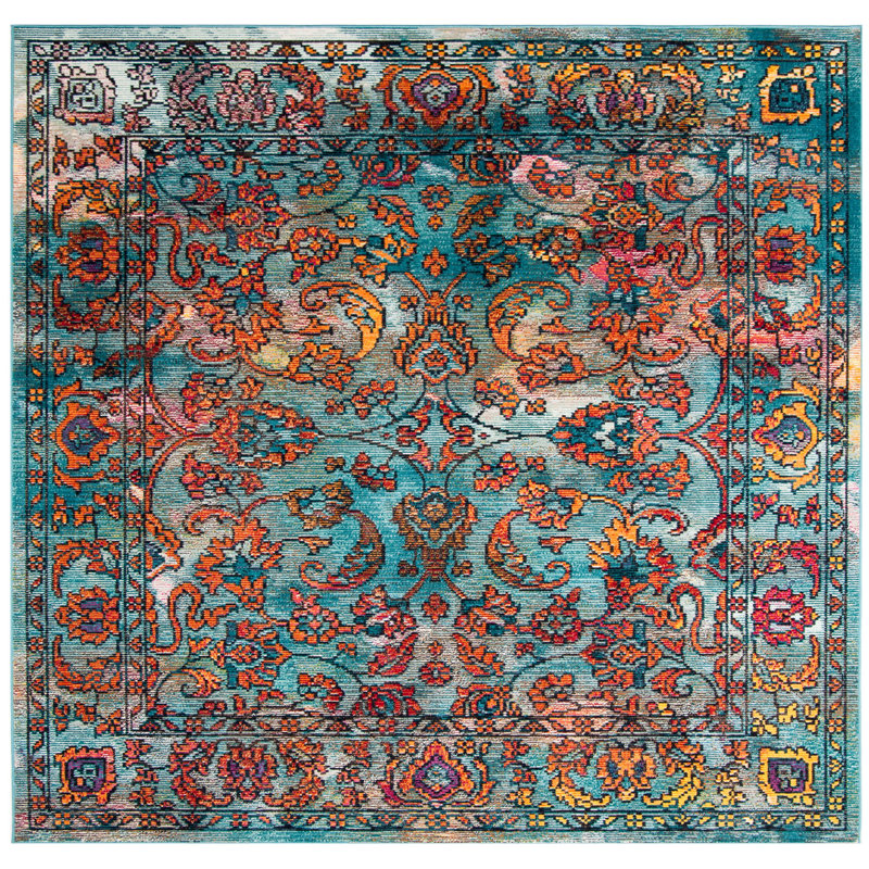 Crystal Performance Floral Rug, Square 7'