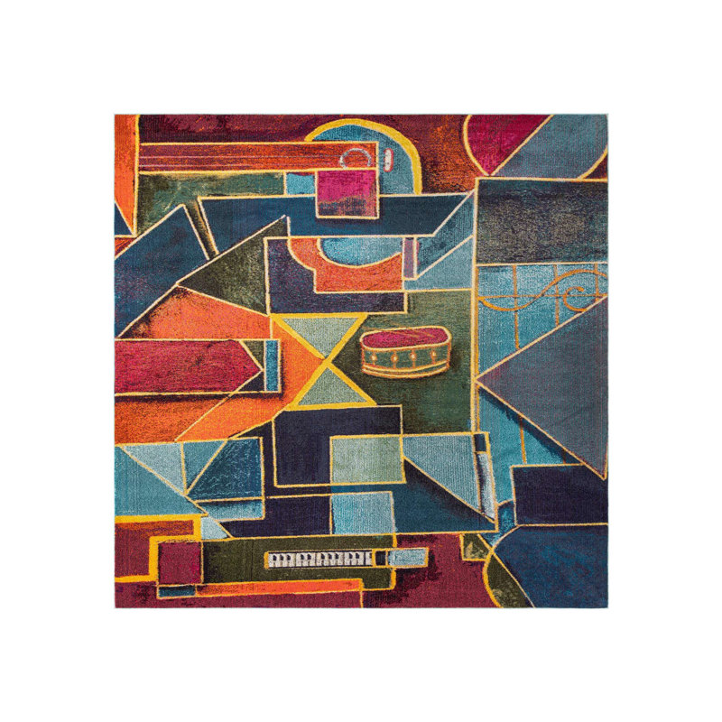 Ansela Washable Geometric Indoor Rug, Rectangle 9' x 12'