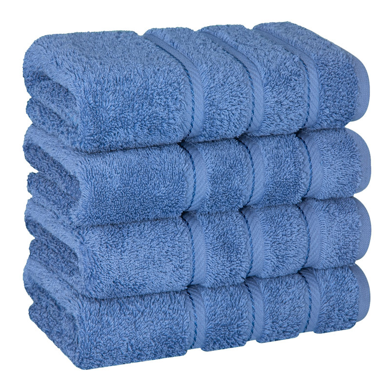 Edison Turkish Cotton Quick-Drying Hand Towels (Set of 4), Electric Blue