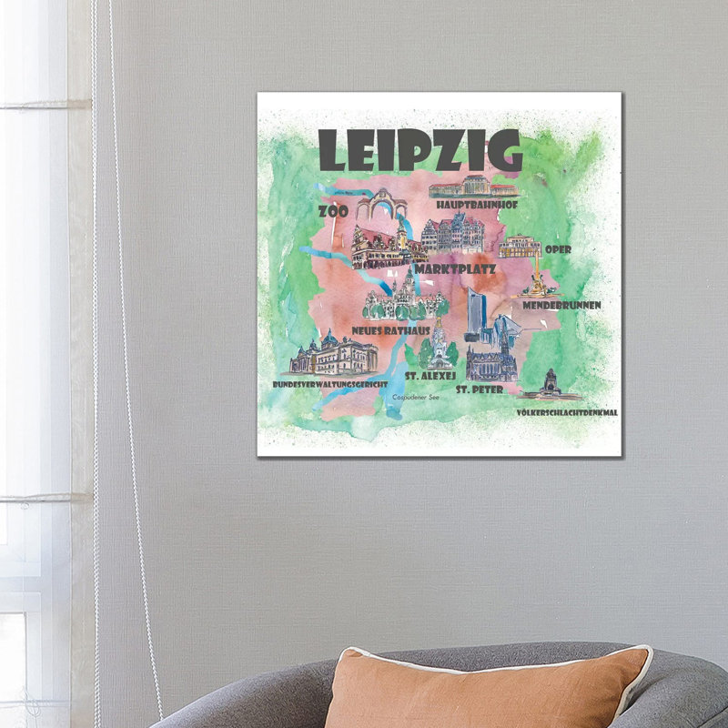 Leipzig, Germany Travel Poster by Markus & Martina Bleichner - Wrapped Canvas Gallery-Wrapped Canvas Giclée