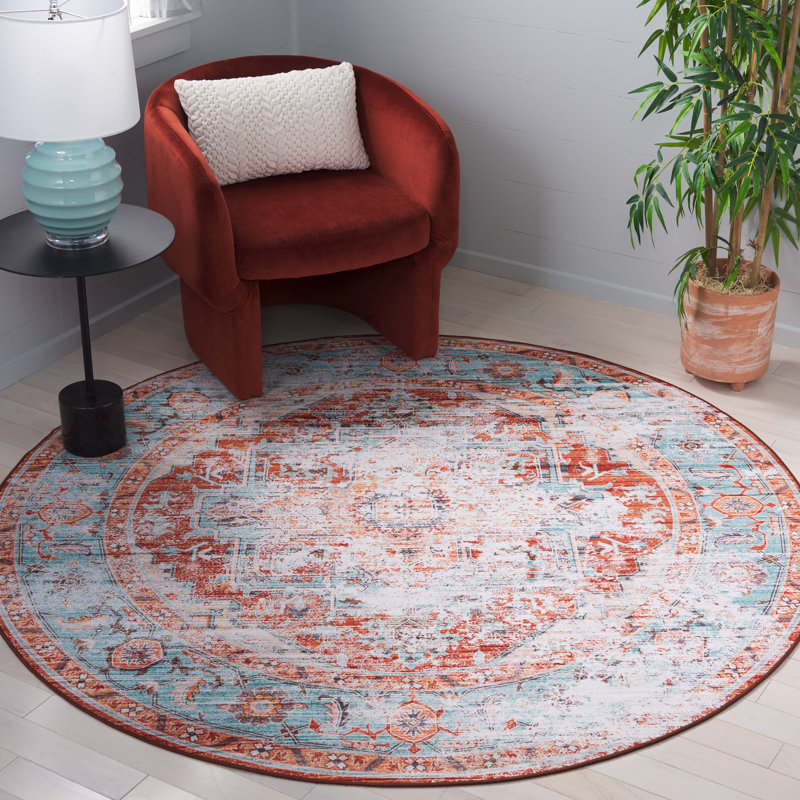 Pasqua Performance Machine Washable Oriental Rug, Round 6'