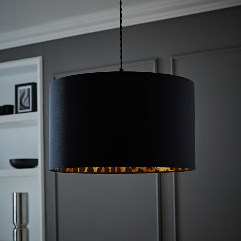 Aljet Blended Fabric Drum Lamp Shade ( Slip-On ) in Black, 25cm H x 41cm W x 41cm D