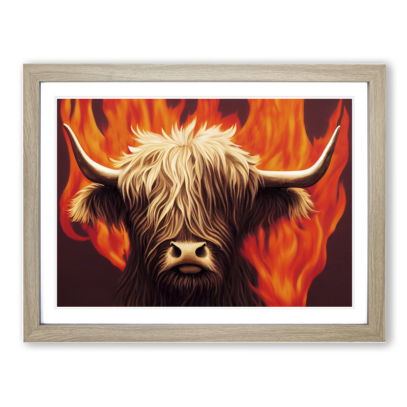 Unforgettable Highland Cow - Framed Print, 25cm H x 34cm W x 2cm D, Oak Framed