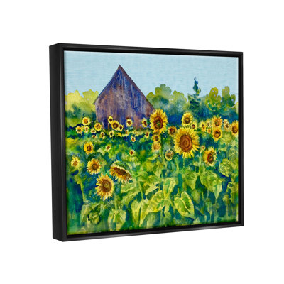 «Red Barrel Studio® Sunflower Field», peinture encadrée sur toile flottante par MB Cunningham