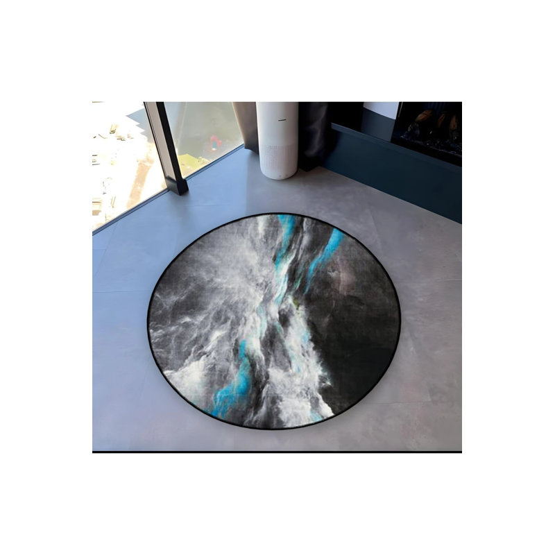 Tapis décoratif moderne avec détails tissés, Rond 4 pi
