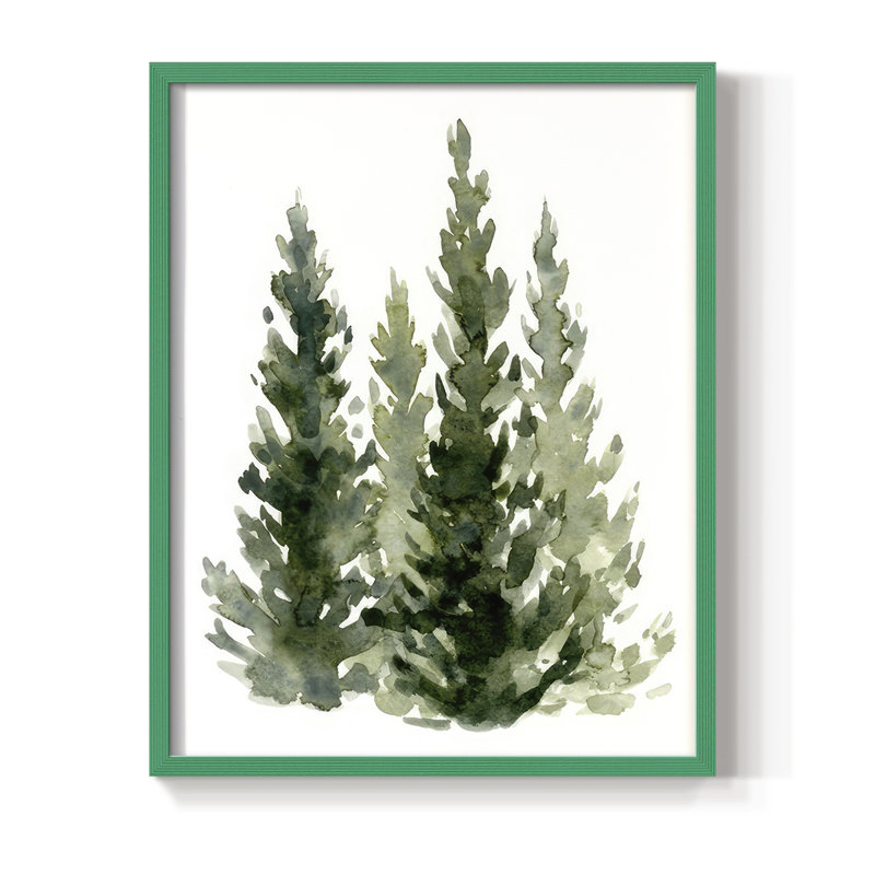 «Simple Evergreen II», reproduction encadrée - bois massif, H 11 po x l 9 po, Vert