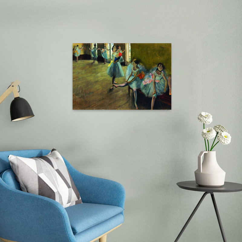 Dancers By Rail Classic Abstract Contemporary Wall Art Print by Edgar Degas - 1 Piece Wrapped Canvas Wall Art