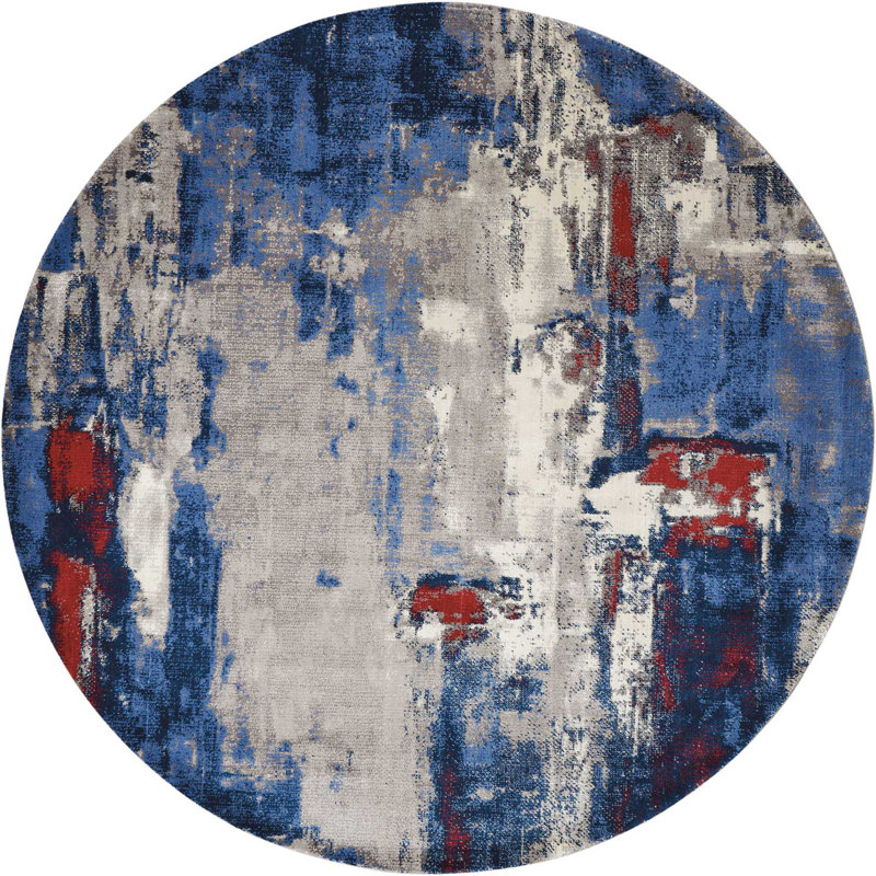 Tapis gris / noir Anasia, Rond 8 pi