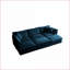 Canapé modulaire modulaire réversible à 6 places en U avec repose-pieds et amp; Coussins | Bleu marine | Chenille