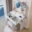 Unique Modern Bedroom Vanity Set w Stool Foldable Mirror Drawers MDF Veneer 1pc Vanity Set-807914677