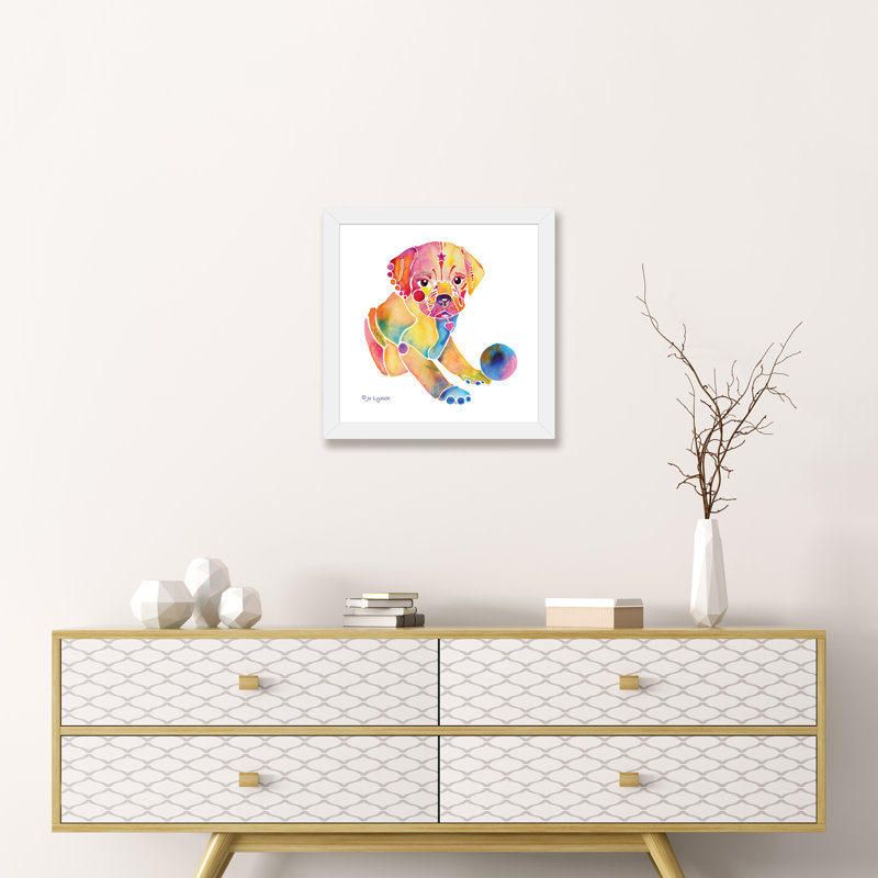 Hippopotame de Jo Lynch - impression d'art graphique, H 16 po x l 16 po x p 1 po, Papier encadré blanc, Blanc