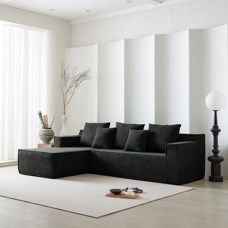 L-Shape Chaise Sectional Sofa, Swans Down, Stain Resistant, No Assembly Required, 7-Seater Sofa for Indoor Living Room and Bedroom
