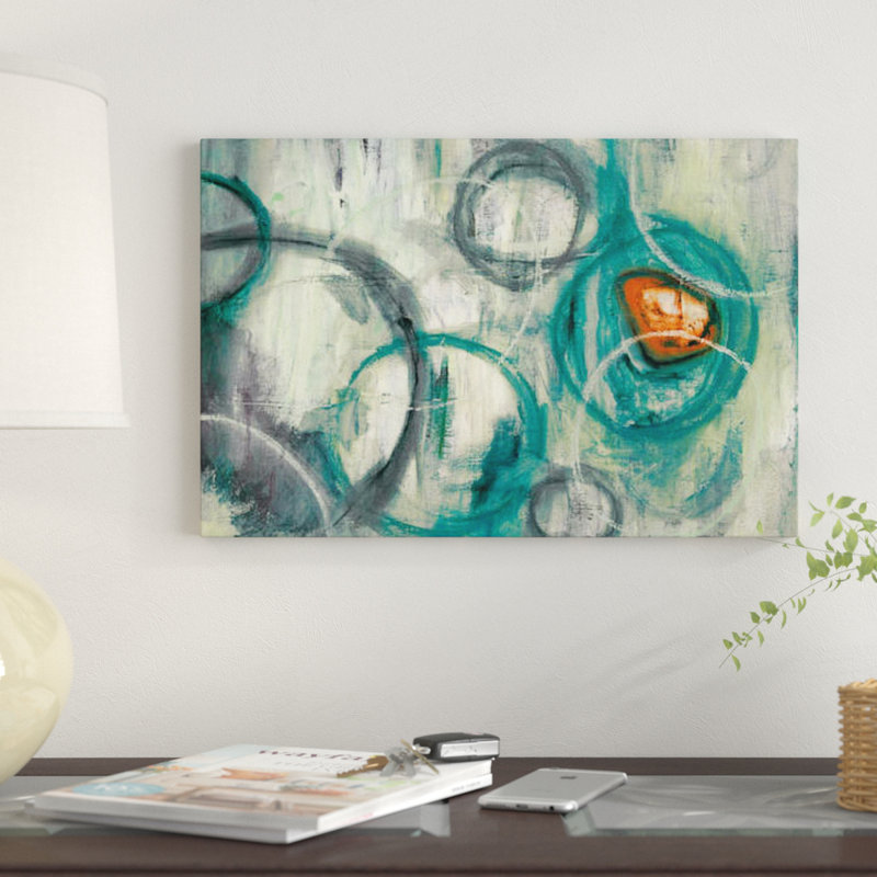 «Auspicieuse sarcelle», impression sur toile, H 18 po x l 26 po x P 1,5 po, Pas de tapis, Toile tendue