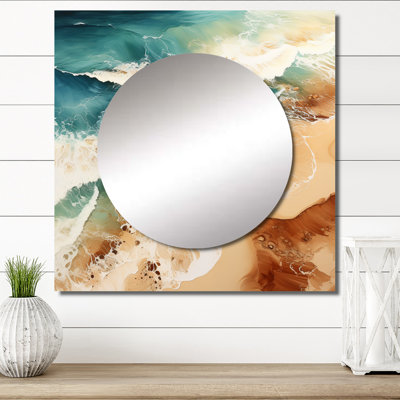 Vue aérienne de la plage - grand miroir carré pour décoration murale Beach & Ocean