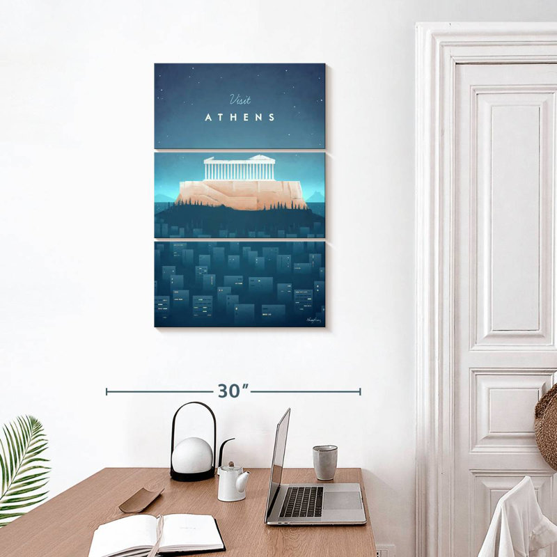 Affiche de voyage rétro Nicci Athens, H 32 po x l 20 po
