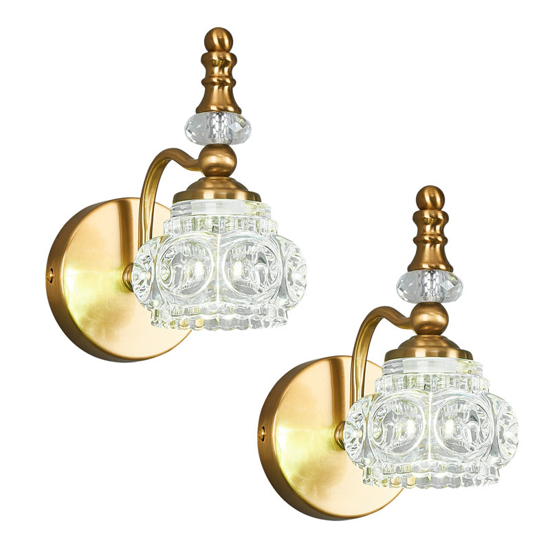 2-Pack Modern Glass Crystal Vanity Light - Vintage Bathroom Lighting Fixtures Over Mirror, Vanity Lights G9 Bulb (4.13 Inch)