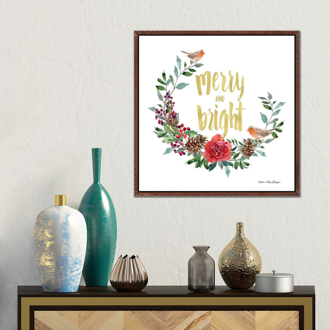 Merry And Bright Robin Wreath von Seven Trees Design - Gallery-Wrapped Canvas Giclée on Canvas