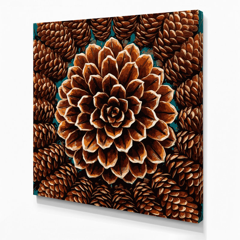 «Southwestern Plants Pinecone 182», art mural sur toile brune, H 12 po x l 12 po