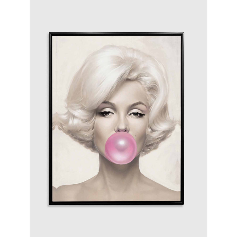 Marilyn In Pink, reproduction d'art sur toile, Cadre flottant noir
