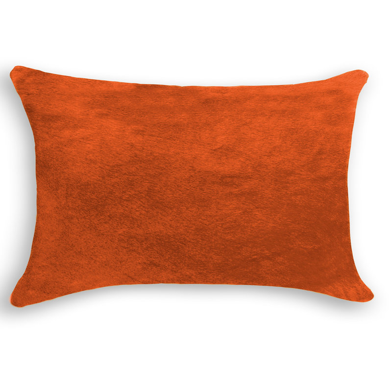 12" x 20" Chevron Cowhide Throw Pillow, Orange