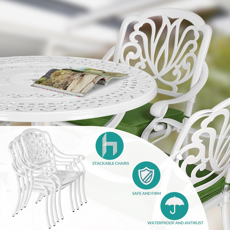 4 - Person Patio Dining Set with Round Table , Cushions Included