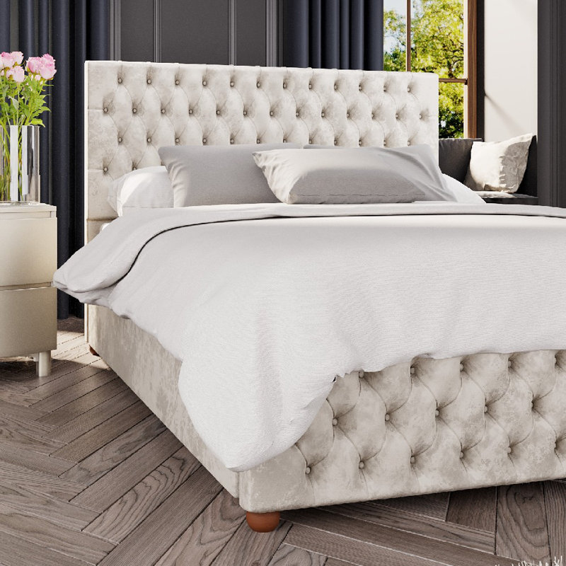 Upholstered Ottoman Bed, Pearl, Single (3')