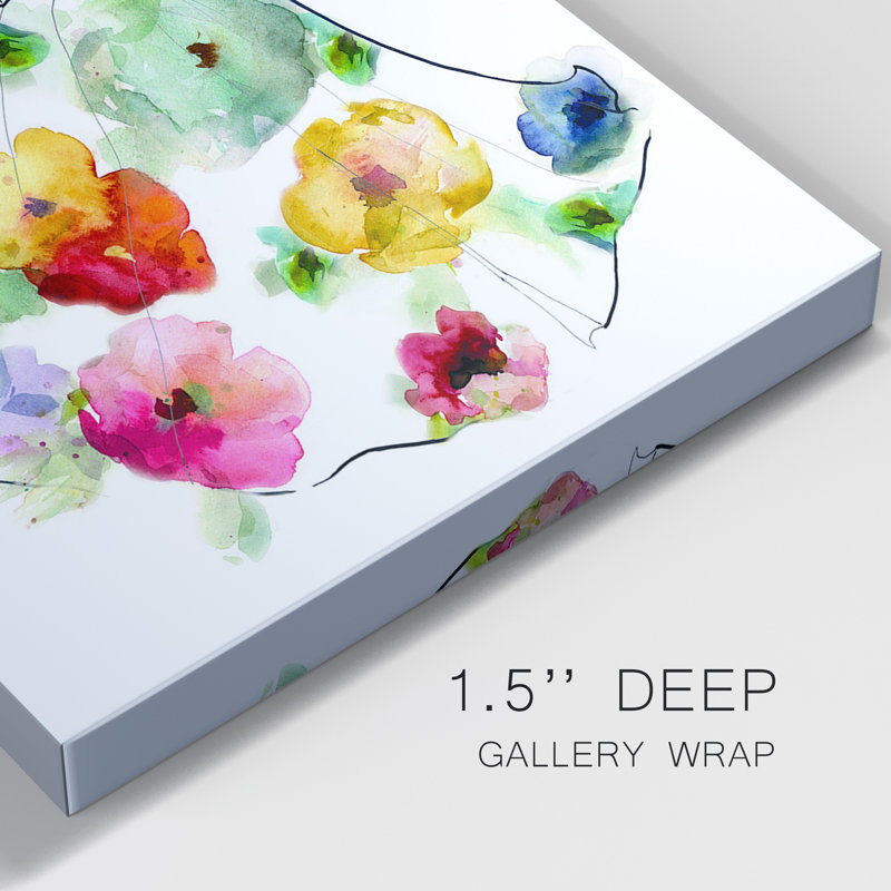 «Fashionable Florals I», ensemble de 2 peintures, H 10 po x l 20 po x P 1 po, Toile tendue