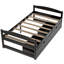 Lit plateforme simple en bois avec 2 tiroirs roulants, structure peu encombrante, espresso-1781529096