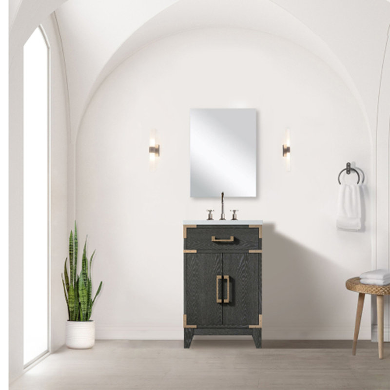 Meuble-lavabo simple.  Ensemble de comptoir, miroir et robinet en acrylique, 20"