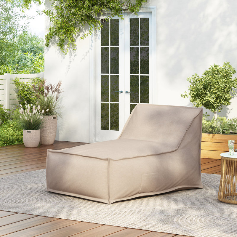 Fauteuil à billes d'extérieur, ensemble de 2, Tissu beige, 31" H x 48" W x 35" D