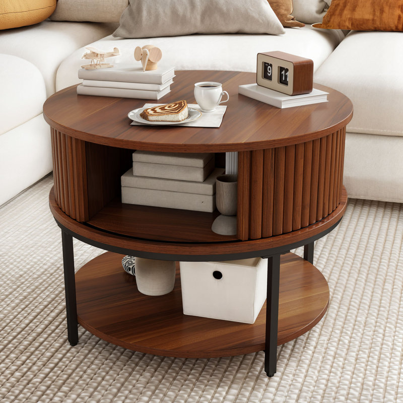 Four Leg Coffee Table with Storage, Brown