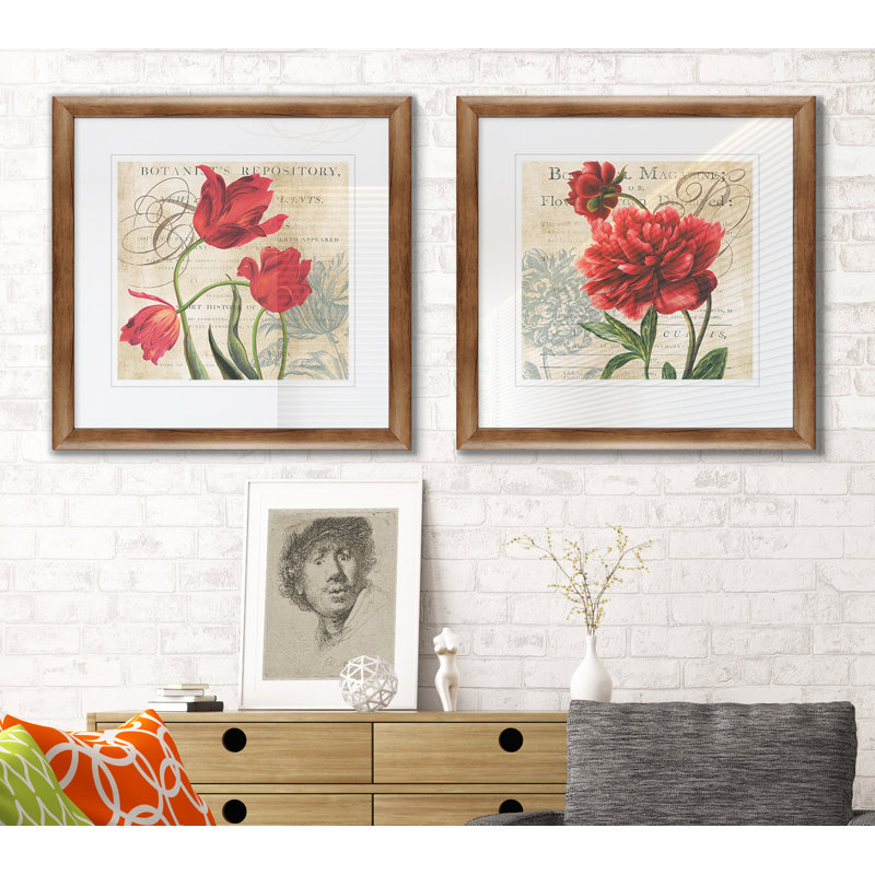 Botanist's Repository - Ensemble de 2 reproductions de cadres photo, Cadre noir