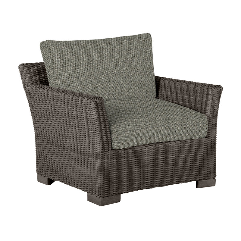 Club Patio Chair with Cushions, No Welt, Black Walnut, Dove Sunbrella® Linen