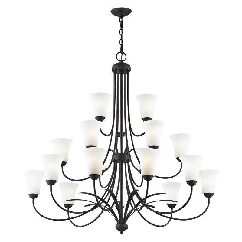 Bullis 18 - Light Dimmable Tiered Chandelier, Black