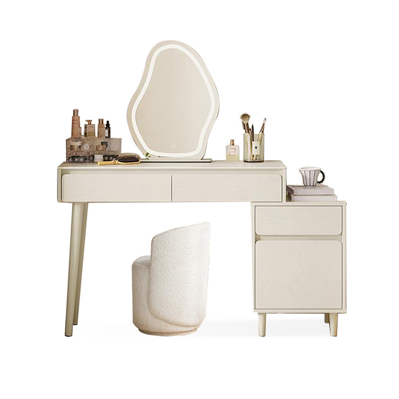 Coiffeuse avec miroir lumineux, 3 tiroirs, 1 chaise