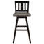 De 2 chaises pivotantes à hauteur de bar, bois d'hévéa massif, gris et noir patinés, dossier à lattes verticales, 2 chaises de pub rustiques-931873301
