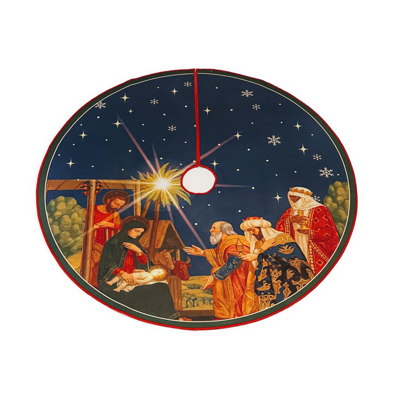 Jupe d'arbre de Noël classique Nativité, Rond 60 po