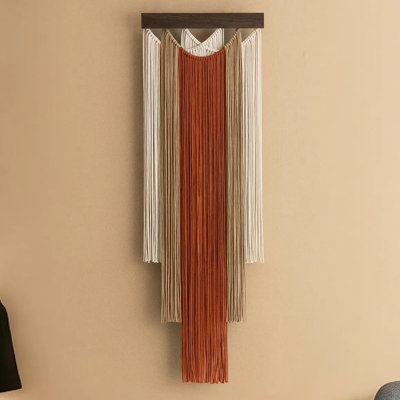 Macrame Wall Hanging 15.7X47.2Inch Fibre Handmade Macrame Wall Hanging Bohemian Yarn Tapestry Living Room Bedroom Modern Home Decor For Boho Home Decoration