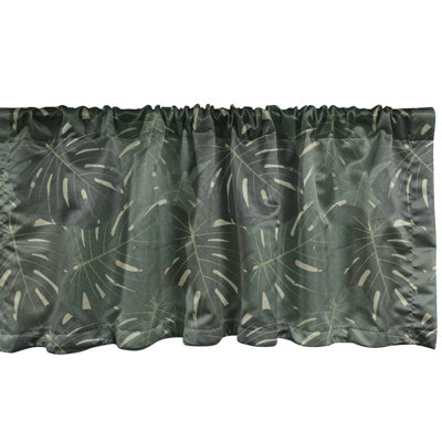 Ambesonne Tropical Valance Pack of 2 Exotic Art Monstera Leaves Grey Reseda Green