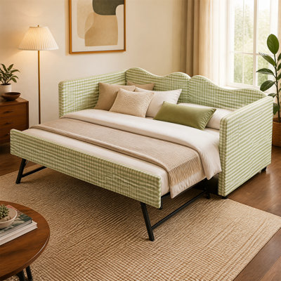Lit de jour simple en tissu d'ameublement Gingham